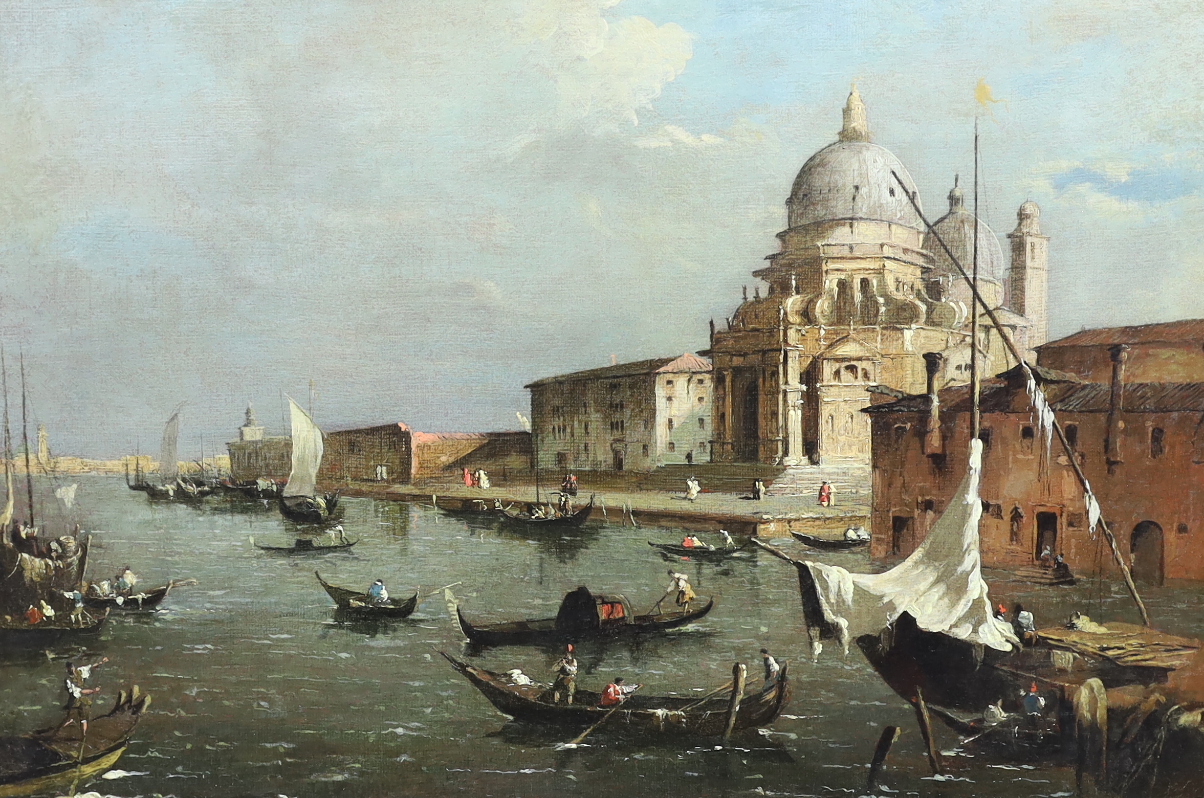 After Francesco Guardi (Italian, 1712-1793), View of Venice, oil on canvas, 45 x 68cm